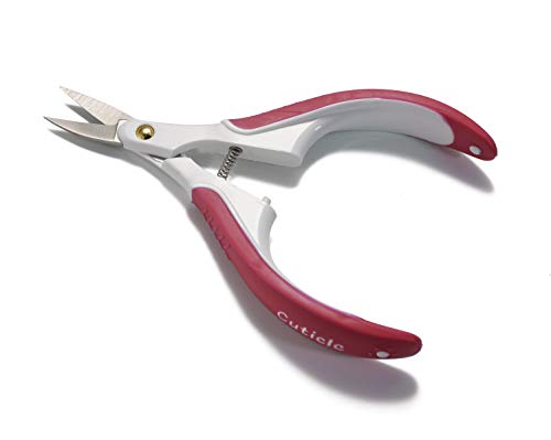 Stainless Steel Professional Curved Cuticle Scissor Cuticle Nipper Cuticle Cutter Cuticle Trimmer Cuticle Remover with Safety Cover For Dead (Red)