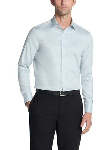 Calvin Klein Men's Dress Shirt Slim Fit Performance Wrinkle Free Sage Green at Amazon