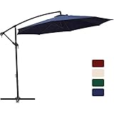 Patio Umbrella 10 ft Cantilever Offset Umbrella Outdoor Market Hanging Umbrellas Garden Umbrella & Crank with Cross Base, 8 Ribs (Navy Blue)