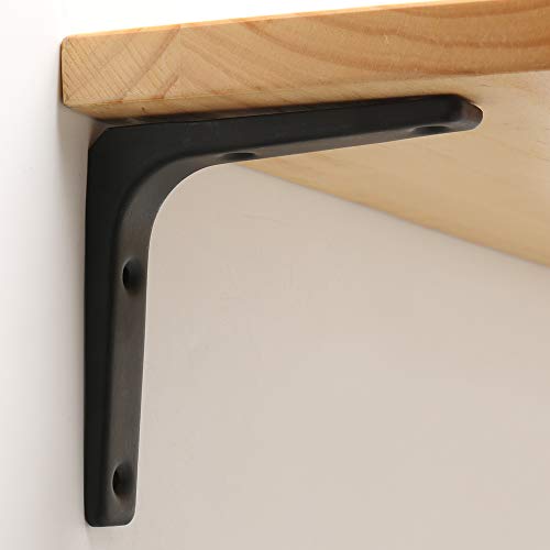 SAYAYO 4 PCS Iron Wall Shelf Bracket, 4 x 4 Inch Heavy Duty Shelf Support Bracket Decorative Joint Angle Bracket, Matte Black