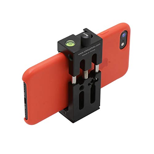 AFVO Phone Clamp Tripod Mount Adapter with Cold Shoe & Bubble Level, Vertical & Horizontal Metal Smartphone Holder Video Rig