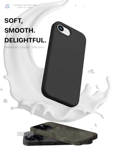 GOODVISH 3 IN 1 for iPhone 17e Case/iPhone 16e Case Liquid Silicone, [with 2 HD Screen Protector][Full Body] Protective Cover Anti Slip Slim Soft Microfiber Lining iPhone 17 e Phone Case, Black