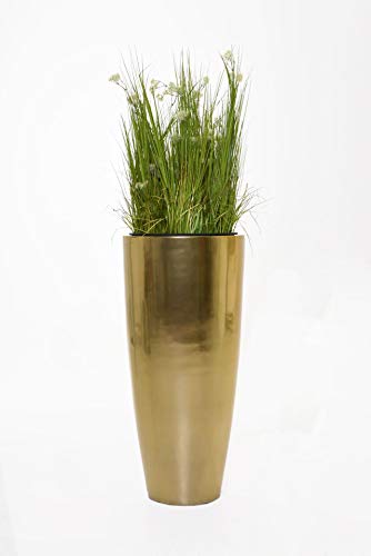 Vivanno Pflanzkübel Pflanzgefäß Blumenkübel Fiberglas City Gold Metallic - 100x47 – Bild 7