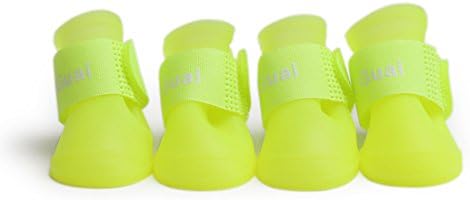 KYZ Puppy Anti-slip Waterproof Rubber dog Rain Shoes Pet Dog Rain Boots Summer (M, Yellow)