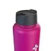 The Flow Insulated Water Bottle Large 32oz Stainless Steel Hydro Vacuum Flask With Wide Mouth Straw Lid, Coffee Flip Lid and Carabiner, Double Wall Sports Travel Tumbler (Pink, 32oz)