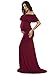 JustVH Maternity Fitted Elegant Gown Short Sleeve Off Shoulder Ruffles Slim Fit Maxi Photography Dress