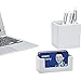 Poppin Business Card Holder, Holds Up to 90 Cards, Lacquer-Like Finish, Easy-Access Open Front, Sturdy Business Card Organizer, Colorful Contemporary Design (White)