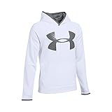 Under Armour Boys' Storm Armour Fleece Highlight Big Logo Hoodie, White (100), Youth Medium