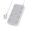 Power Strip Surge Protector, TESSAN 6 FT Flat Plug Extension Cord, 8 AC Outlets and 3 USB Ports, 1875W, 15A, 1080 Joules…