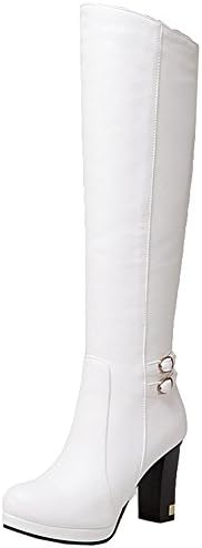 SHOWHOW Women's Casual Platform Knee High Chunky Heel Boots