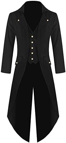 LisYOU F Mens Tailcoat Jacket Button Long High-Neck Uniform Costume Praty Outwear Coat