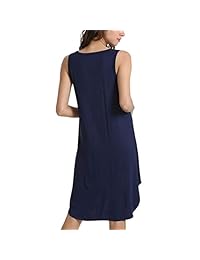 WiWi Camisón de bambú suave sin mangas, cuello redondo, tallas S-4XL