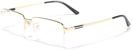 SENOCO Men's Eyeglass Frames Titanium Half Rimless CJ-9009 (gold, 56)