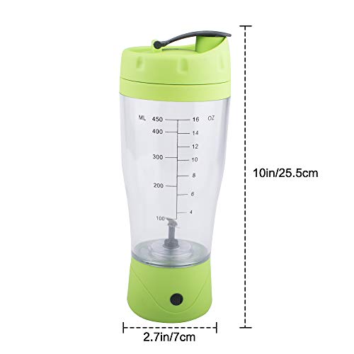 Xelparuc Multi Functional Shaker Bottle Mini Juicer, Nutrition Powder Bottle, USB Rechargeable Vortex Mixer, Portable Round Hand Big Capacity Fruit Cup, 500ml/18oz, Green