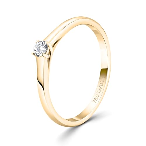 EDELIND 18k Gold Ladies Engagement Ring - 0.05-1 Ct GIA Certified Real Diamond 750 Yellow Gold - With Gift Box - Love Symbol