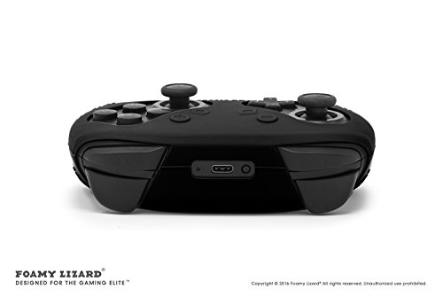 Nintendo Switch Pro Controller Skin Set by Foamy Lizard - AlphaPro Grip, STUDDED Sweat Free Silicone Cover w/ Flat Anti-slip Studs PLUS set of 4 QSS-Pro Thumb Grips (SKIN + QSS-P GRIPS, BLACK) - Thumbnail 3