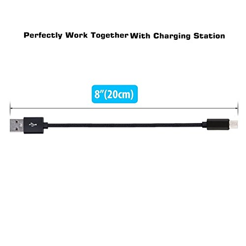 Short Micro USB Cable, DETHINTON [5 Pack 8 inches] Short Nylon Braided High Speed USB to Micro USB Charging Cables for Tablets and Many Other Android Devices – Black