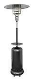 Hiland HLDS01-WCBT 48,000 BTU Propane Patio Heater w/Wheels and Table, Large, Hammered Silver