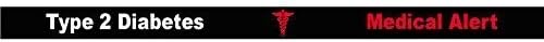 NEW - TYPE 2 DIABETES WRISTBAND MEDICAL ALERT - 3 TONE BRACELET - 100% Silicone id card Emergency first aid diabetic identity rubber permanent ink Debossed bands