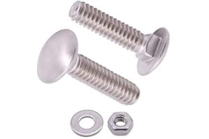 Aoesin 5/16-18 x 5/8" (10 Sets) Carriage Bolts Screws with Nuts and Washers Hardware Kits, 304 Stainless Steel 18-8, Round Head Carriage Bolts Sets, Square Neck, Fully Threaded