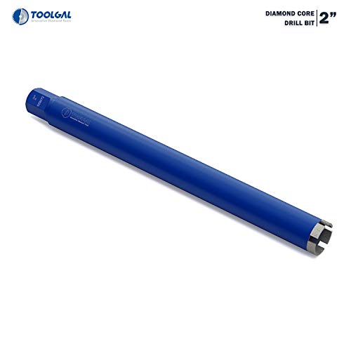 Toolgal 2" (50mm) Laser Welded Diamond Core Drill Bit - Wet Drilling only Use with Fixed Core Drilling Machines to Drill Holes in Hard Construction Materials, Concrete and Reinforced Concrete