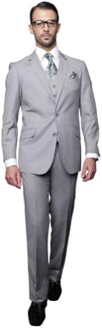 Statement 3 PC MEN'S SUIT TZ-100 Italian Solid Color Super 150'S Wool