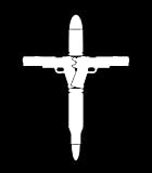 Cross Gun Bullets Molon Labe Vinyl Decal Sticker|Cars Trucks Vans Walls Laptops|WHITE|5.5 In|KCD541