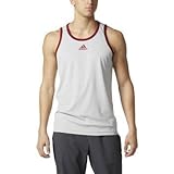 adidas Men's Heathered Tank Top, Light Grey/Collegiate Burgundy, Small