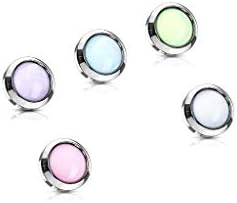 Blue Palm Jewelry 5-14GA (1.6mm) 4MM Illuminating Stone Flat Set 316L Surgical Steel Dermal Anchor Top Internally Threaded Anchor Top G43