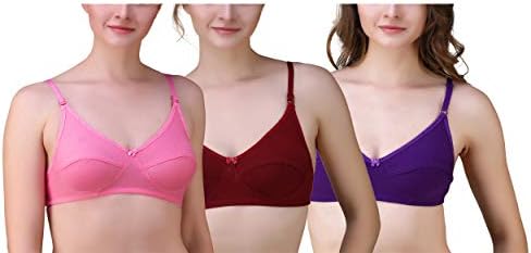 Lenceria Women's Non-Padded Seamless Wirefree High Impact Support with Adjustable Strap Bra - Pack of 3