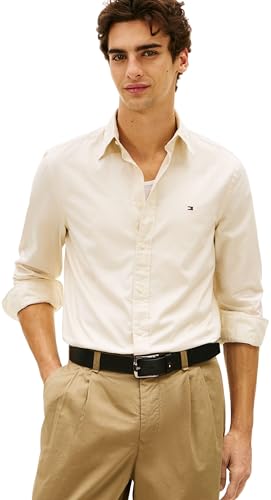 Uomo Camicia Flex Poplin Solid Regular Fit, Avorio (Muslin), XL