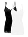 Bozzolo XT1004L Pack Ladies Adjustable Spaghetti Strap Lace Trim Cami Tank Top 2Pack-Blk/White XL