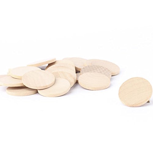 Package of 100 Unfinished Wood 1-1/4 inch Round Disc Cutouts - Ready to Be Painted and Decorated