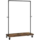 VASAGLE Clothes Rack, Industrial Pipe Style Rolling Garment Rack with Shoe Shelf, Lockable Wheels, Heavy Duty Clothing Rack for Laundry Room, Retail Store, Rustic Look UHSR65BX