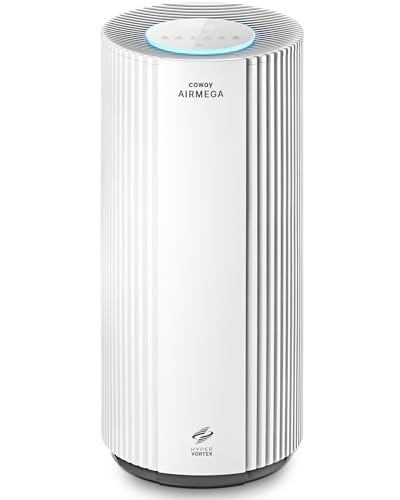COWAY Air Purifier for Large Rooms, CADR 734 m³/h, Cleans 153 m² in 30 min, HEPA Filter for Smoke, Allergies, Animal Hair, Odors, AQI PM1/2.5/10 Display, Eco Mode, AIRMEGA 450 White