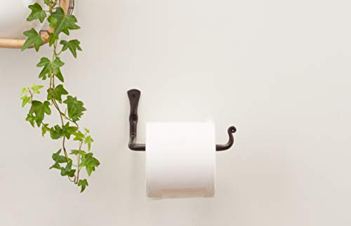 RTZEN Straight Decorative Wrought Iron Toilet Paper Hanger | Wall Mount Handmade TP Roll Holder | Mounted Black Forged Rod Metal Décor | Modern Retro Authentic Rot Handcrafted | Easy Installation - Thumbnail 4