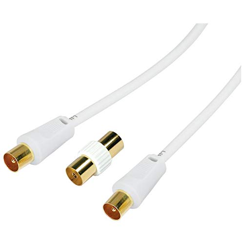 Jafsal Online TV Aerial Coaxial Male to Male Cable- Satellite Cable RF TV Antenna Lead With Female Coupler Gold Plated Connector Compatible With – TV VCR DVD – 20m White