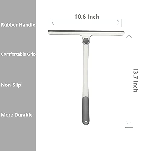Neilgo 2 Pack Shower Squeegee for Glass Doors Silicone Window Squeegee Bathroom Squeegee All-Purpose Squeegee with Silicone Blade Non-Slip Handle (2 Pack White+White)