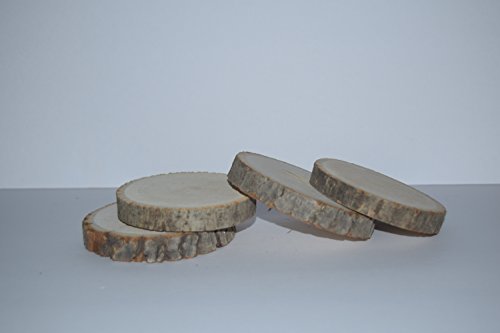 Hampton Art Bark Coaster Wood Slices 3.5 in. to 4 in. Live Edge Rustic Wedding and Craft Pack of 4
