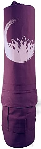 Golden Lotus Drawstring Yoga Mat Bag with Cargo Pocket (Purple Magic)