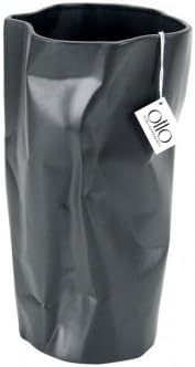 Le Present D190.095 Matte Grey Paperbag Ceramic Vase44; 12.6 x 7 in.