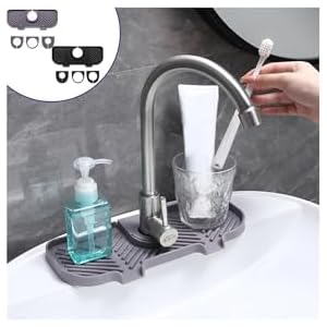 Sink Faucet Mat Drip Catcher Tray Mat Sink Splashing Guard Draining Pad Soap Sponge Rack for Kitchen Sink Accessories Gadgets Drying Mat For Kitchen Bathroom Sink Mat (gray, medium)