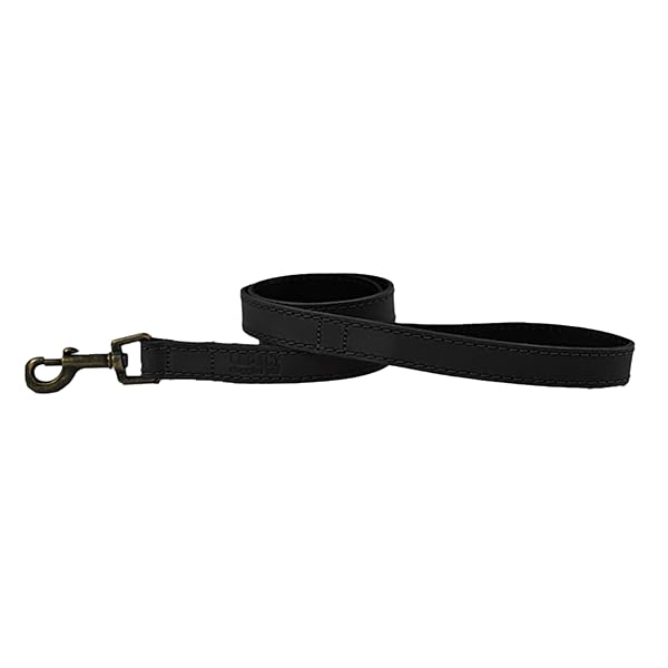 HugglePets Leather Dog Lead Legacy British Handmade Leather (Black, 100cm x 1.9cm)
