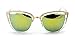 V.W.E. Womens Cat Eye Mirrored Revo Reflective Lenses Oversized Cateyes Sunglasses (Clear/Yellow Mirror Lens)