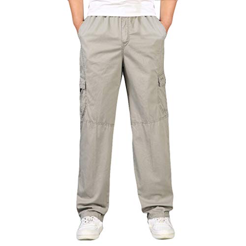 Mens Sweatpants, F_Gotal Men’s Casual Multi-Pocket Plus Size Overall Sports Running Jogger Pants Trouser with Pockets Khaki - Thumbnail 4