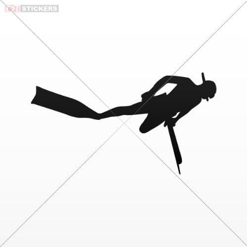 Sticker Decal Diver Spearfishing Hunting Red (8 X 4.4 Inch) Xa8c8 Size: 5 X 2.8 Inches Black