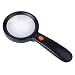 5X LED Magnifying Glass with 12 LED Lights, Sukuos Handheld Magnifier with Velvet Bag for Reading, Coins, Stamps, Map,Jewelry, Inspection, Macular Degeneration (Black) primary