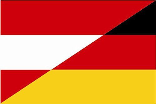 U24 Tischflagge Österreich-Deutschland 10x15cm - Polyester Fahne Mit Schwarzem Sockel