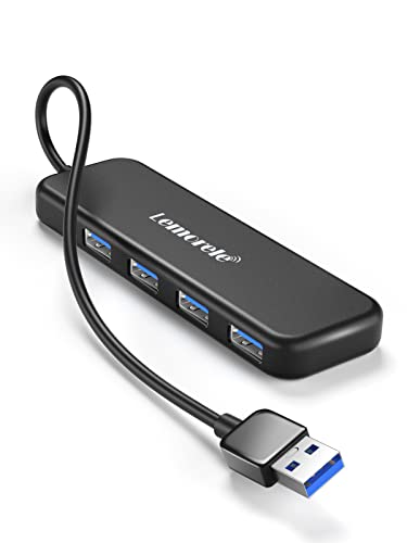 Hub USB 3.0 Lemorele, 4 Portas, Velocidade até 5Gbps, Compatível com Laptops, Desktops e Consoles, Preto