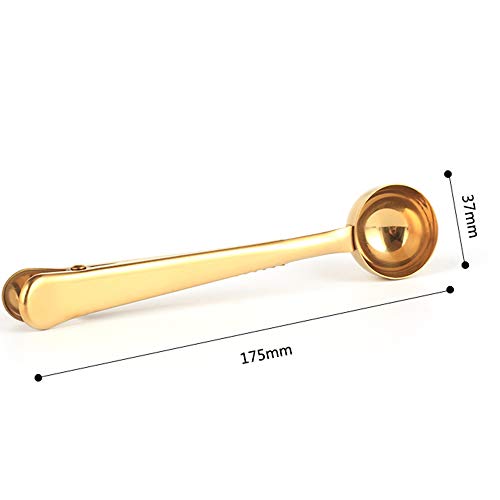 Coffee Scoop Clip, Stainless Steel 2 in 1 Long Handle Spoon with Bag